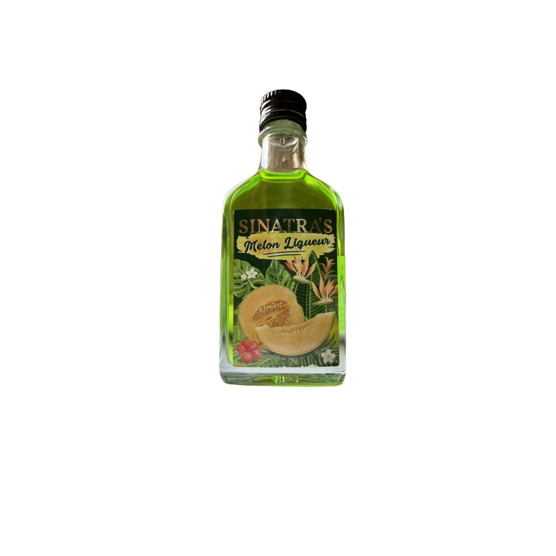 Mini-Flasche Melonenlikör. Kleine 20º Glasflasche Alkohol Grad und 4cl