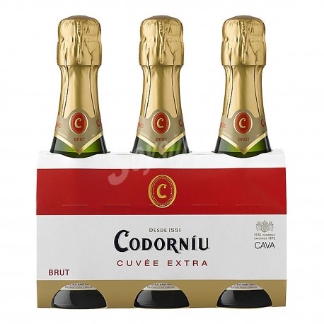 Pack 3 Botellas pequeñas Cava Codorniu Cuvee Extra